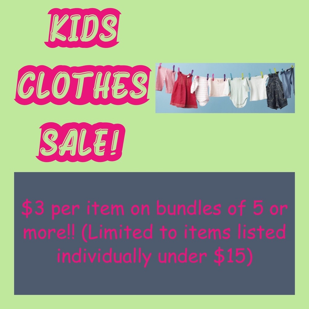 Kids clothes sale! $3each when you bundle 5 items!